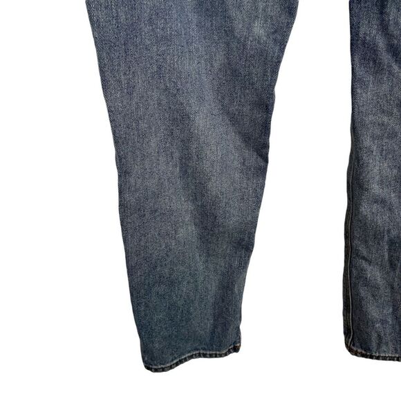 AMERICAN EAGLE MOM JEAN High Rise Waist Distressed Blue Jeans Ripped Holes sz 4 - Picture 14 of 16